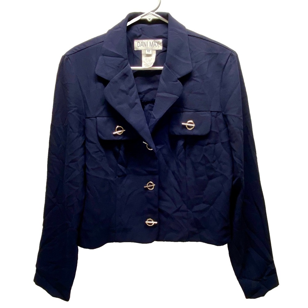 Vintage Dani Max Blazer Women's 12‎ Navy Toggle Closure Career Office Wear GUC